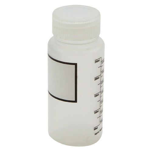 Wide Mouth Bottles, Polypropylene, Plain Label, Graduated 250mL, case/12