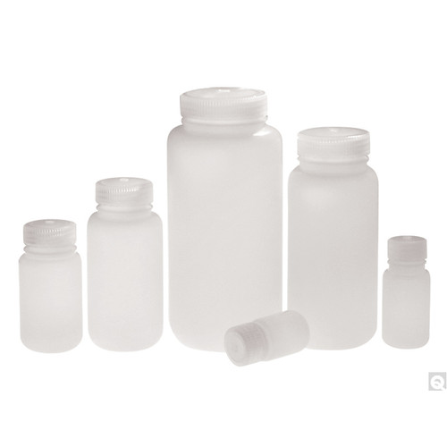 8oz (240mL) HDPE Wide Mouth Lab Style Bottle, 43-415 PP Linerless Caps, case/250
