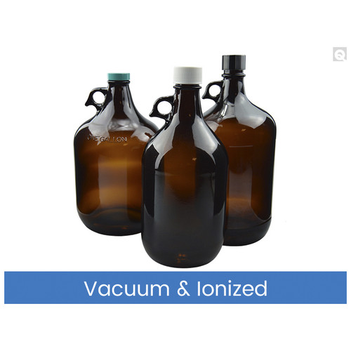 4L Amber Glass Jug, 38-400 Phenolic Solid PE Lined Caps, Vacuum & Ionized, case/6