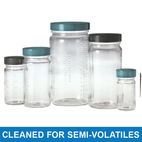 4oz Clear Graduated Medium Round, 48-400 PP Cap & PTFE Disc, Cleaned & Certified for Semi-Volatiles, case/24