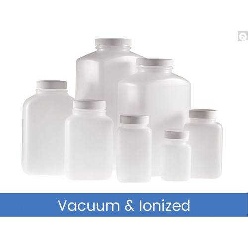 4.2oz (125mL) HDPE Wide Mouth Oblong Bottle, 38-400 PP SturdeeSeal PE Foam Lined Caps, Vacuum & Ionized, case/500