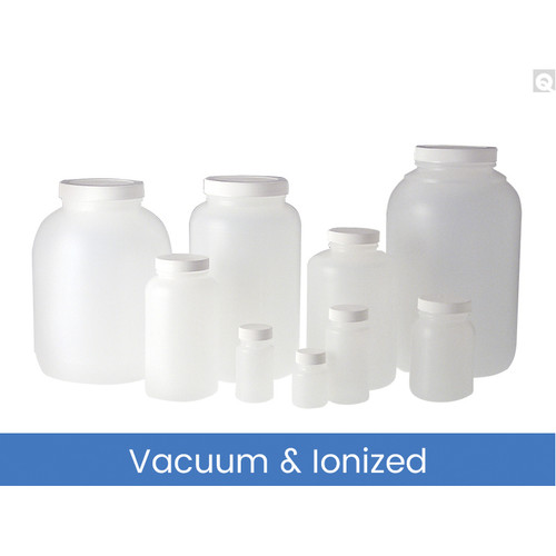 2000mL HDPE Wide Mouth Round, 89-400 Phenolic Solid PE Lined Cap, Vacuum & Ionized, case/50