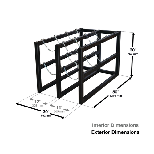 Gas Cylinder Barricade Rack, 8 Cylinder Capacity, 2 Wide / 4 Deep