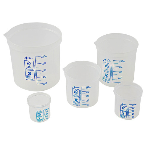 Stackable PP Beaker Set includes 50mL, 100mL, 250mL, 500mL, 1000, pack/5