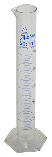 Graduated Cylinder, Printed Graduations, PMP, 50 mL, case/20 Graduated Cylinder, Printed Graduations, PMP, 50 mL, case/20