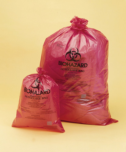 Bel-Art Biohazard Disposal Bags, 38 x 48" with Sterilization Indicator, pack/100