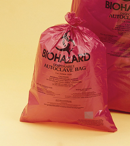 Bel-Art Biohazard Disposal Bags with Sterilization Indicator, 25 x 35", Super Duty, pack/200