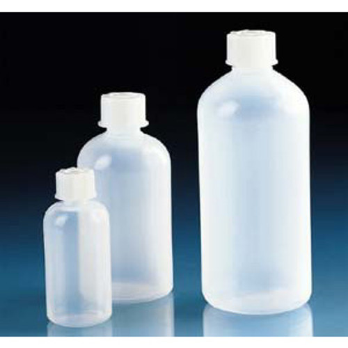 Plastic Boston Round Bottles, GL18 Screw Cap, LDPE, 100 ml, Pack/24