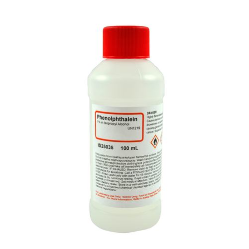 Phenolphthalein Solution, 1.0%, (Alcoholic) 100mL