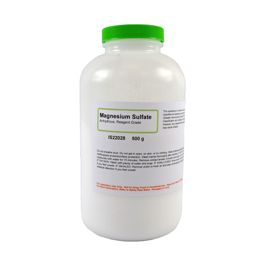 Magnesium Sulfate Anhydrous, Reagent Grade, 500 grams
