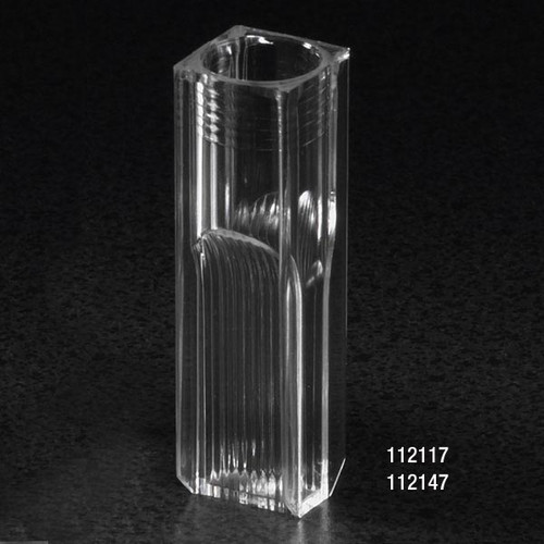 Semi-Micro Cuvette, 2.5mL with 2 Clear Sides, UV Grade Polymethylmethacrylate (PMMA), case/500