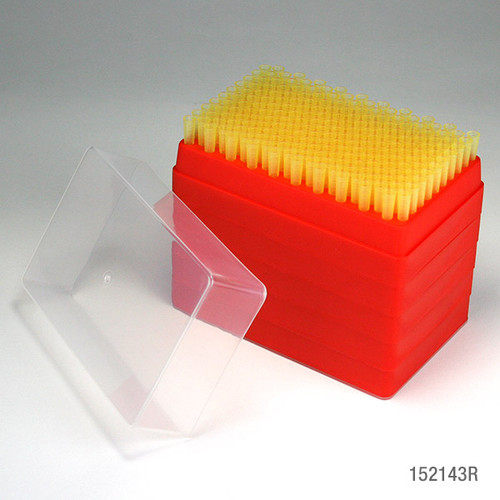 Pipette Tips, 1 - 200uL, Universal, Yellow, 200/Rack, 5 Racks/Stack, Rack/1000