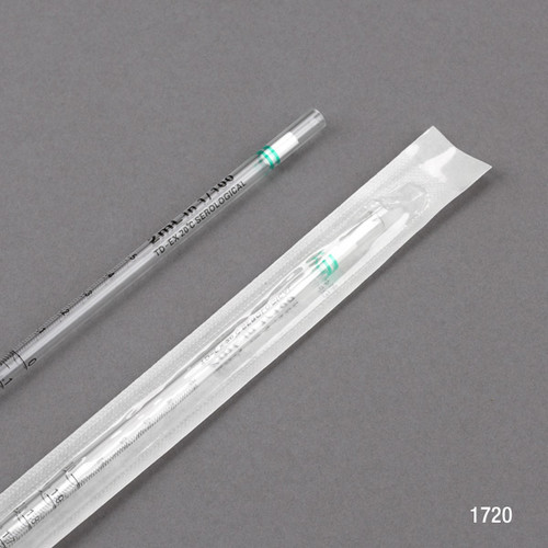 Serological Pipette, 2mL, Polystyrene, Standard Tip, 275mm, Sterile, Green Band, box/1000