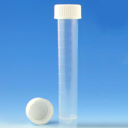 Transport Tubes, 10mL with White Cap, Sterile, PP, Conical Bottom, Self-Standing, Graduations, case/500