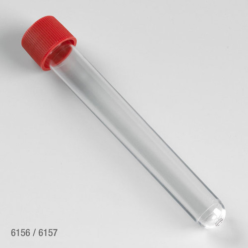 Test Tube with Red Caps, 16 x 120mm (15mL), Polystyrene, Sterile, Individually Wrapped, case/500