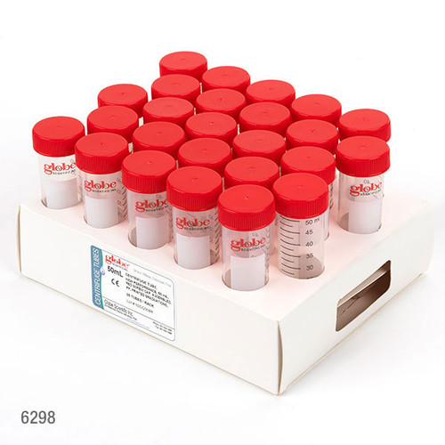 Diamond MAX Centrifuge Tubes, 50mL, Red Flat Top Screw Caps, Graduated PP, Sterile, Certified, case/500