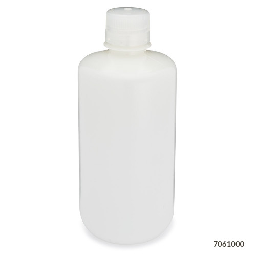 Bottles, Narrow Mouth HDPE with PP Screw Caps, 1000mL, pack/6