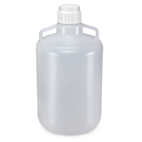 Carboy, Round with Handles, LDPE, White PP Cap, 20 Liter, Graduations
