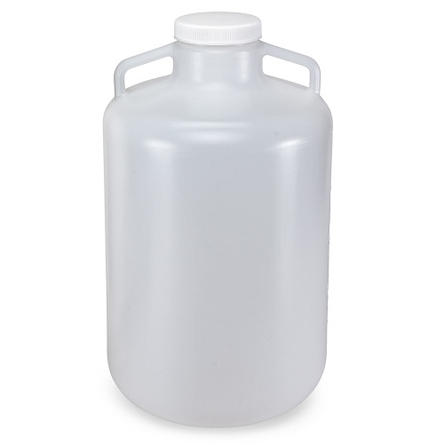 Carboy, Round with Handles, Wide Mouth, LDPE, White PP Cap, 20 Liter, Graduations