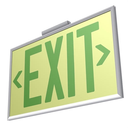 EcoGlo UL 924 Glow in the Dark EXIT Sign, Double-Sided, Framed, 50ft, Green Text EcoGlo UL 924 Glow in the Dark EXIT Sign, Double-Sided, Framed, 50ft, Green Text