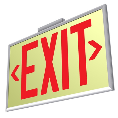 EcoGlo UL 924 Glow in the Dark EXIT Sign, Double-Sided, Framed, 50ft