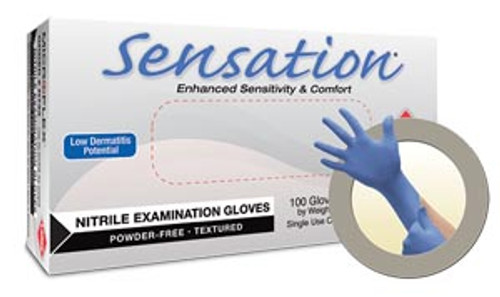 Ansell Microflex Sensation® Exam Gloves, Powder-Free, Nitrile, Textured, Blue, case/1000