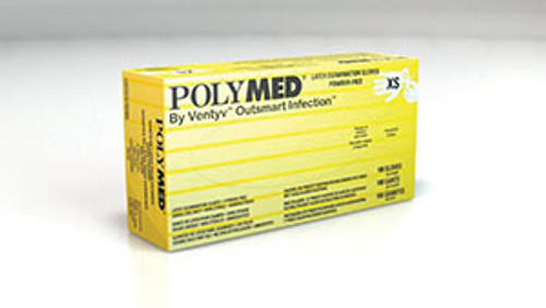Polymed Disposable Exam Gloves, Latex, Powder-Free, Fully Textured, Natural White, case/1000