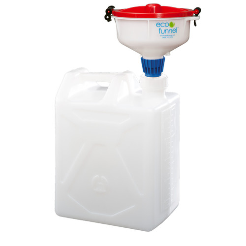 8" ECO Funnel® system with 70mm Nalgene cap adapter, 20 liter rectangular carboy