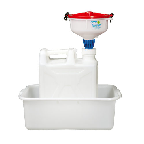 8" ECO Funnel® system with 70mm Nalgene cap adapter, 20 liter rectangular carboy and optional secondary container