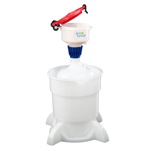4" ECO Funnel® system with 4 liter plastic bottle (38-430 finish) and secondary containment 