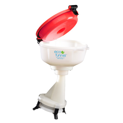 8" ECO Funnel® system with Justrite® 2 gallon poly safety can and secondary containment 