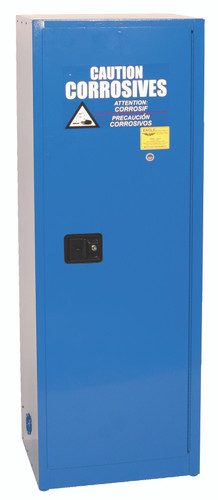Eagle® Space Saver Acid & Corrosive Metal Safety Cabinet, 24 Gal., 3 Shelves, 1 Door, Manual Close, Blue