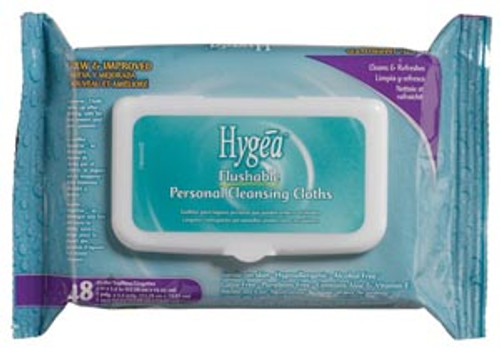 Hygea Flushable Personal Cleansing Cloths, 5.5" x 7", 48 per pack, case/12