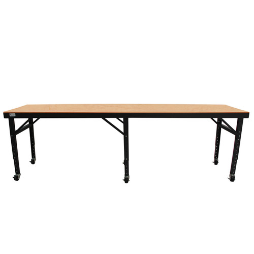 Valley Craft Mobile Adjustable Height Work Table - Steel Frame w/ Hardwood Top, 120" x 48", 26-42" Height, 2000 lb Capacity