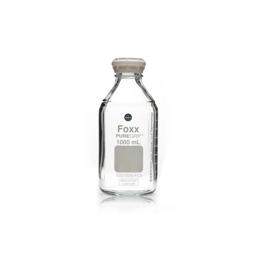 PUREGRIP® Rhino Safety Coated Glass Bottles, Clear, 1000mL, with GL45 VersaCap, case/4