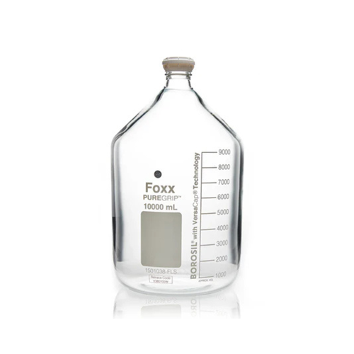PUREGRIP® Rhino Safety Coated Glass Bottles, Clear, 10L, with GL45 VersaCap, each