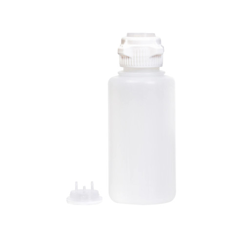 Round EZLabpure PP Vacuum Bottle, 1 L, VersaCap 53B, with Closed adapter and 2X 1/8" HB adapter, each
