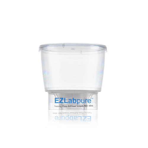 EZLabpure Sterile Disposable Bottle Top Vacuum Filters with 0.2um Sterilizing PES Membrane, 500ml, case/24
