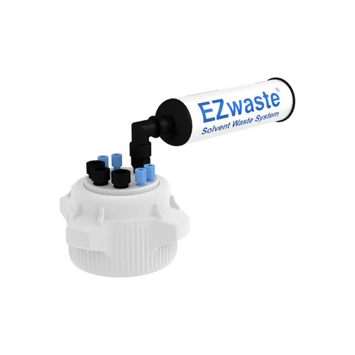 EZwaste® HPLC Solvent Waste System, Cap-Only Assembly, 83 mm (83B) VersaCap with Four (4x) Ports for 1/8 Inch O.D. Three (3x) 1/4" O.D Tubing, each