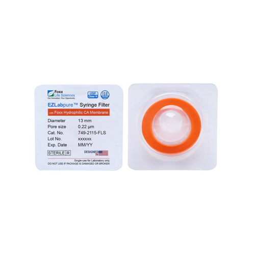 EZlabpure Cellulose Acetate (CA) Syringe Filters, 0.22um Sterilizing Membrane, 13 mm, Sterile, pack of 100