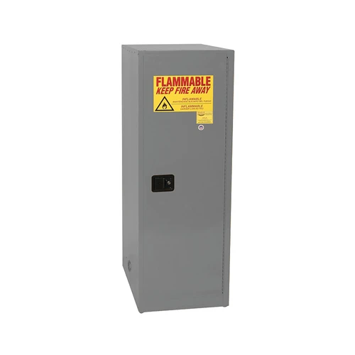 Justrite 48 Gallon Flammable Liquid Safety Cabinet, Space Saver Design, Single-Door Manual Close, 3 Shelves, Gray