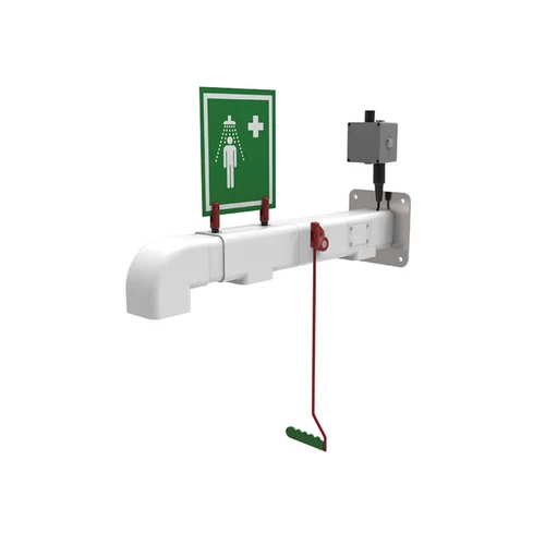 Justrite Hughes Freeze-Protected Emergency Drench Shower, Wall-Mount, Galvanized Steel Pipe, 240V Heated, Industrial Safety Equipment