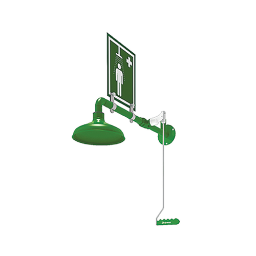 Justrite Hughes Laboratory Emergency Drench Shower, Wall-Mount, Stainless Steel Pipe, Industrial & Lab Safety Equipment