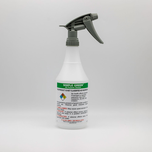 Pre-Labeled GHS Compliant Spray Bottle - 24oz - Simple Green, case/12