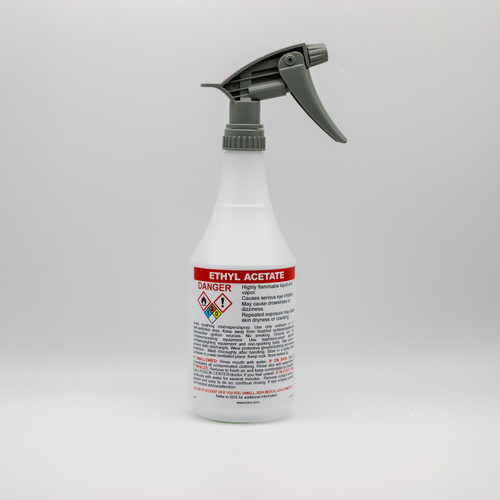 Pre-Labeled GHS Compliant Spray Bottle - 24oz - Ethyl Acetate, case/12