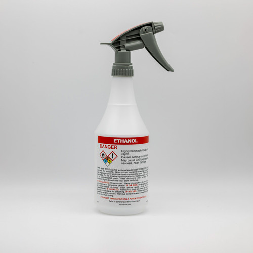 Pre-Labeled GHS Compliant Spray Bottle - 24oz - Ethanol, case/12