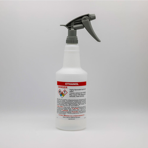 Pre-Labeled GHS Compliant Spray Bottle - 32oz - Ethanol, case/12