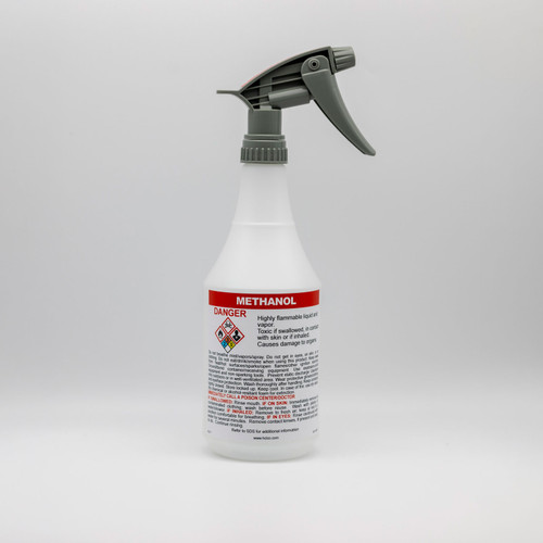 Pre-Labeled GHS Compliant Spray Bottle - 32oz - Methanol, case/12