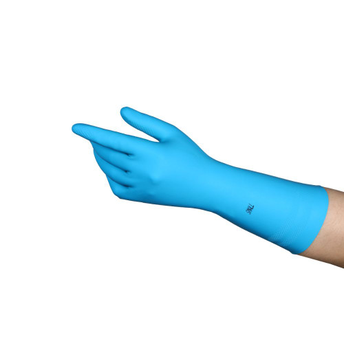Ansell Utility Glove Extra-Long Cuff, Natural Rubber Latex & Nitrile, Blue Protective Gloves