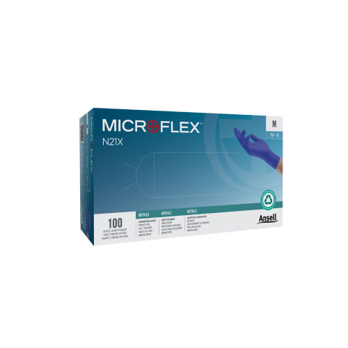 Ansell MICROFLEX™ N21 Strong Nitrile Exam Gloves, Extra Thick, Blue, Disposable Protective Gloves